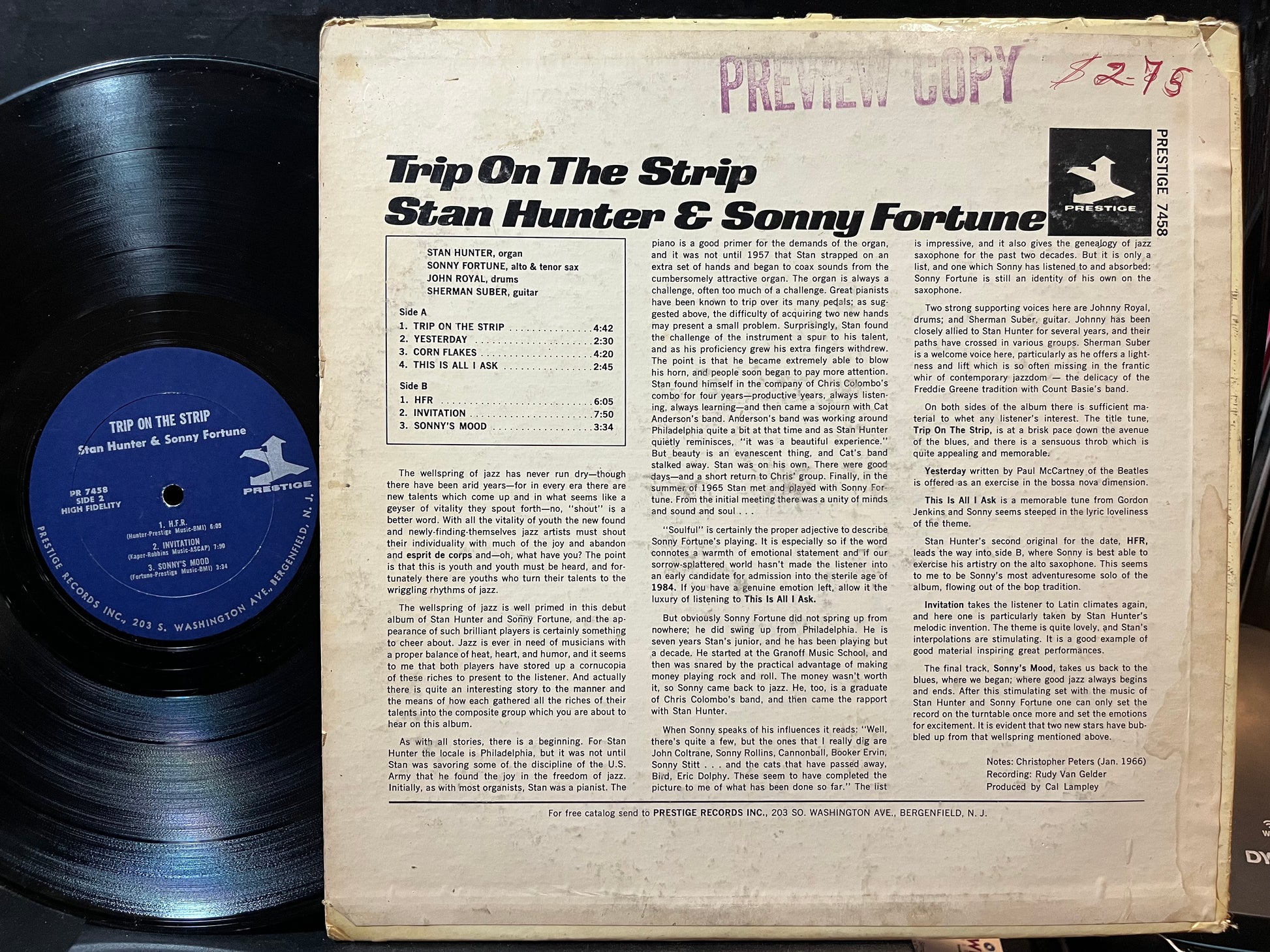 Stan Hunter - Trip On The Strip (VINYL LP Prestige PR 7458 1966) | USED Very Good (VG) Very Good Plus (VG+) - JAZZ / USED *VERY GOOD*