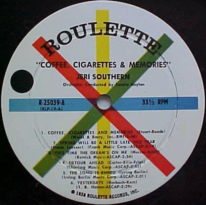 Jeri Southern - Coffee, Cigarettes & Memories | Very Good (VG) Very Good (VG) - JAZZ / USED *VERY GOOD*