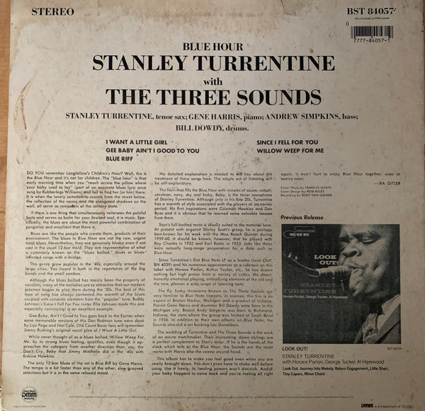 Stanley Turrentine With The Three Sounds - Blue Hour (VINYL LP) | Very Good (VG) Near Mint- (NM-) - JAZZ / USED *VERY GOOD*