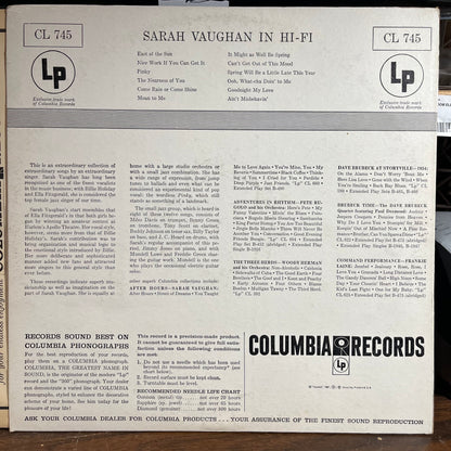 Sarah Vaughan In Hi-Fi (VINYL) | Very Good (VG) Excellent (EX) - JAZZ / USED *VERY GOOD*