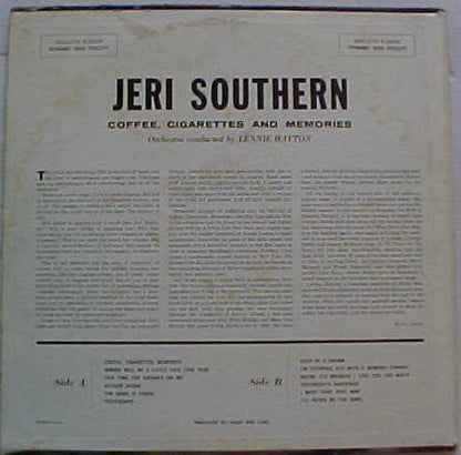 Jeri Southern - Coffee, Cigarettes & Memories | Very Good (VG) Very Good (VG) - JAZZ / USED *VERY GOOD*