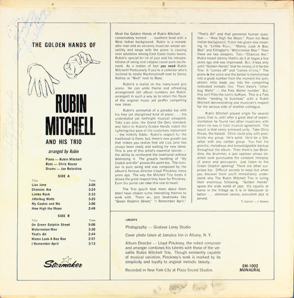The Rubin Mitchell Trio - The Golden Hands Of Rubin Mitchell | Very Good Plus (VG+) Near Mint (NM) - JAZZ / USED *VERY GOOD+*