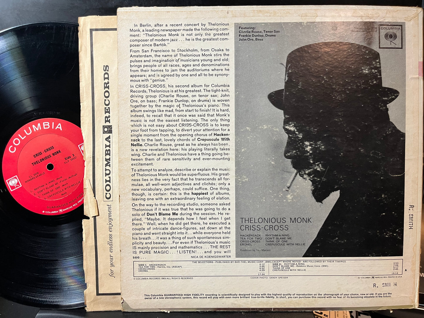 Thelonious Monk - Criss-Cross (VINYL) | Very Good (VG) Very Good Plus (VG+) - JAZZ / USED *VERY GOOD*
