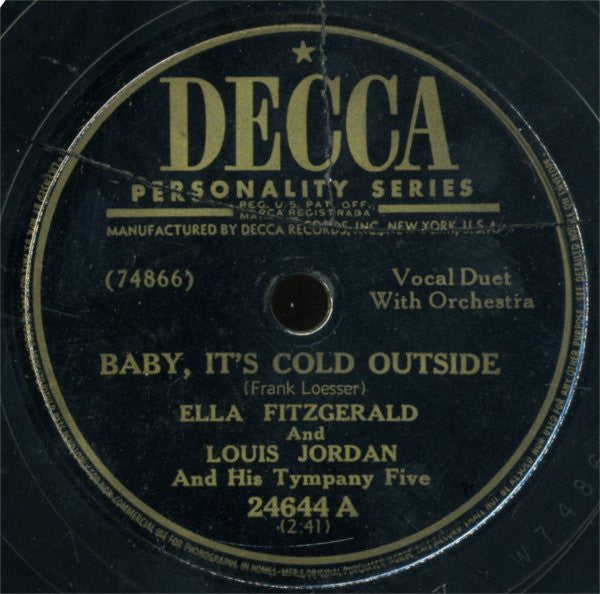 Ella Fitzgerald - Baby It's Cold Outside / Don't Cry, Cry Baby (10" 78RPM) | Very Good (VG) Very Good Plus (VG+) - JAZZ / USED *VERY GOOD*