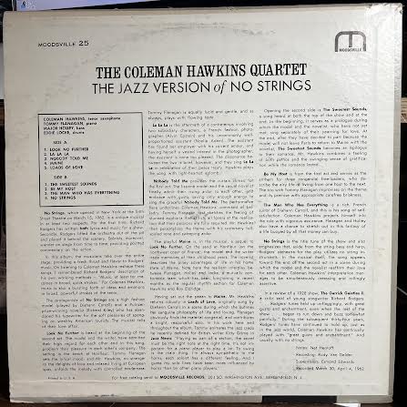 The Coleman Hawkins Quartet Play The Jazz Version Of No Strings (VINYL) | Very Good (VG) Very Good (VG) - JAZZ / USED *VERY GOOD*