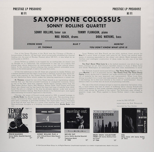 Saxophone Colossus | Excellent (EX) Mint (M)