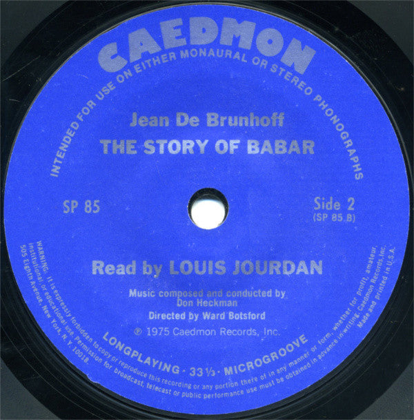 Jean De Brunhoff The Story Of Babar The Little Elephant Caedmon Records, Scholastic Records 7" Near Mint (NM or M-) Very Good Plus (VG+)