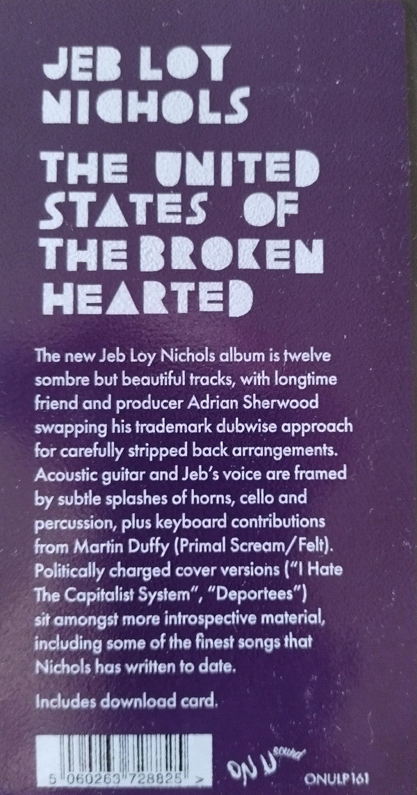 Jeb Loy Nichols United States Of The Broken Hearted On-U Sound LP Mint (M) Mint (M)