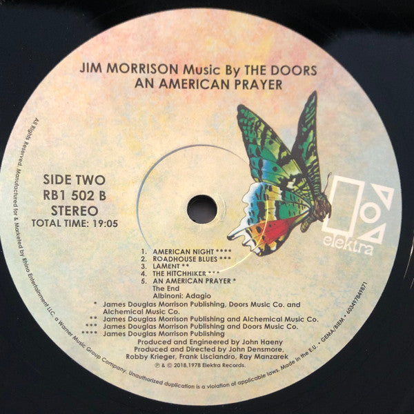 Jim Morrison, The Doors An American Prayer - Music By The Doors Elektra LP, Album, RE, RM, Gat Mint (M) Mint (M)