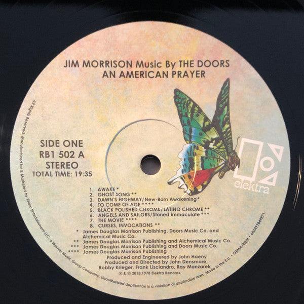 Jim Morrison, The Doors An American Prayer - Music By The Doors Elektra LP, Album, RE, RM, Gat Mint (M) Mint (M)