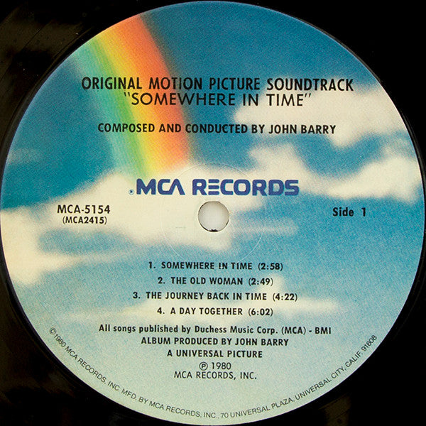 John Barry Somewhere In Time (Original Motion Picture Soundtrack) MCA Records LP, Album Very Good Plus (VG+) Near Mint (NM or M-)