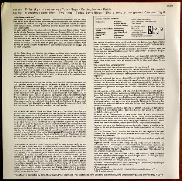 John Bassman Group Filthy Sky Missing Vinyl LP, Album, Ltd, RE, RM Mint (M) Mint (M)