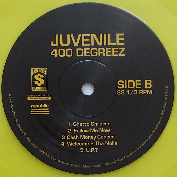 Juvenile (2) 400 Degreez Cash Money Records, Universal Music Special Markets, Republic Records 2xLP, Album, Club, Ltd, RE, RP, Yel Mint (M) Mint (M)