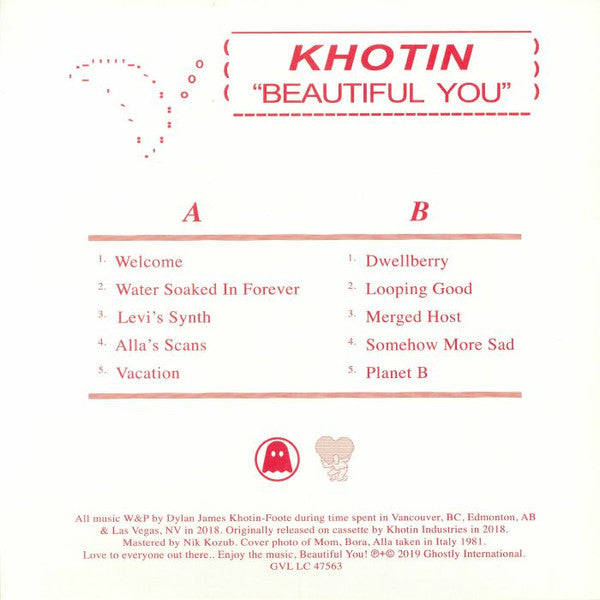 Khotin Beautiful You Ghostly International LP, Album, Ltd, Red Mint (M) Mint (M)