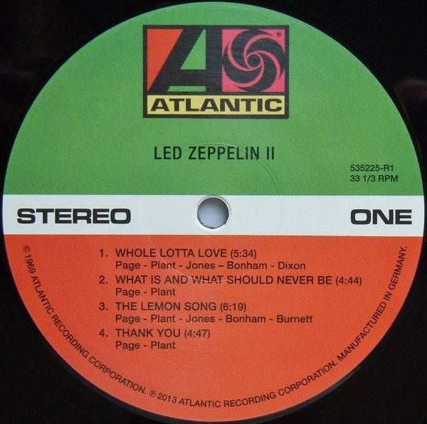Led Zeppelin Led Zeppelin II Atlantic, Atlantic LP, Album, RE, RM, 180 Mint (M) Mint (M)