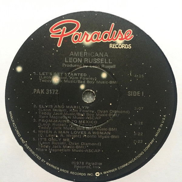 Leon Russell Americana Paradise Records (8) LP, Album, Win Very Good Plus (VG+) Very Good Plus (VG+)