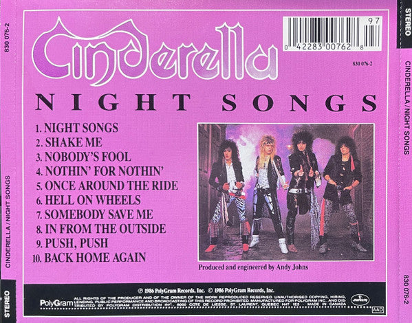 Cinderella (3) - Night Songs (CD) | Excellent+ (EX+) Excellent (EX) - METAL/GLAM /USED *EXCELLENT+*