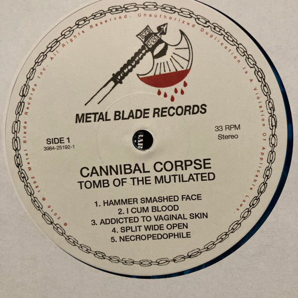 Cannibal Corpse - Tomb Of The Mutilated (BLUE SMOKE TRANSPARENT VINYL LP METAL BLADE 3984-14003-1 2024) | Mint (M) Mint (M) - METAL / NEW *SEALED*