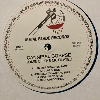 Cannibal Corpse - Tomb Of The Mutilated (BLUE SMOKE TRANSPARENT VINYL LP METAL BLADE 3984-14003-1 2024) | Mint (M) Mint (M) - METAL / NEW *SEALED*
