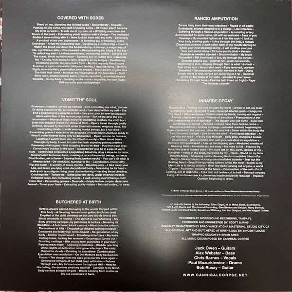 Cannibal Corpse - Butchered At Birth (SANGRIA VINYL LP METAL BLADE 3984-25191-1 2023) | Mint (M) Mint (M) - METAL / NEW *SEALED*