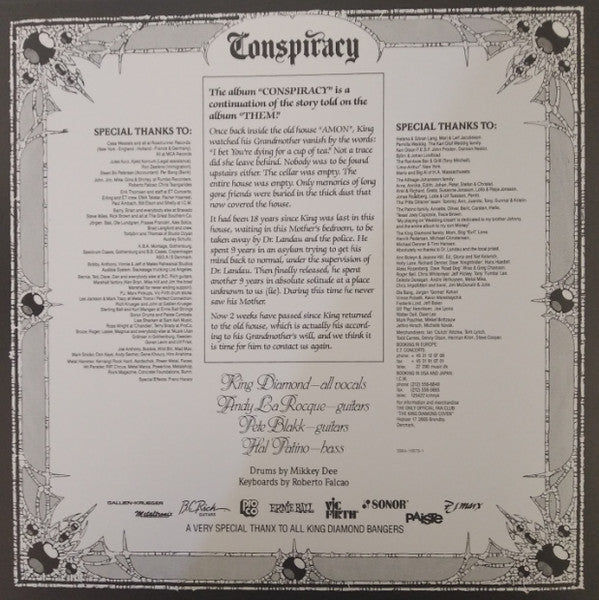 King Diamond - Conspiracy (BLACK VINYL LP 180G METAL BLADE 3984-15678-1 2020) | Mint (M) Mint (M) - METAL / NEW *SEALED*