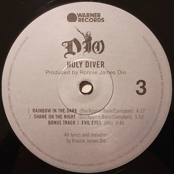 Dio - Holy Diver (180G VINYL 2xLP WARNER 603497844654 2022) | Mint (M) Mint (M) - METAL / NEW *SEALED*