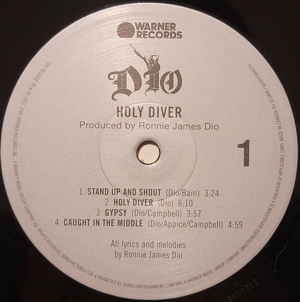 Dio - Holy Diver (180G VINYL 2xLP WARNER 603497844654 2022) | Mint (M) Mint (M) - METAL / NEW *SEALED*