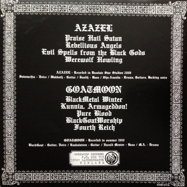 Azazel / Goatmoon (VINYL) | Excellent+ (EX+) Near Mint (NM or M-) - METAL / USED *EXCELLENT+*