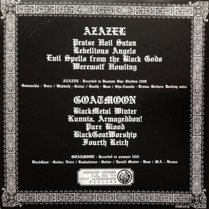 Azazel / Goatmoon (VINYL) | Excellent+ (EX+) Near Mint (NM or M-) - METAL / USED *EXCELLENT+*