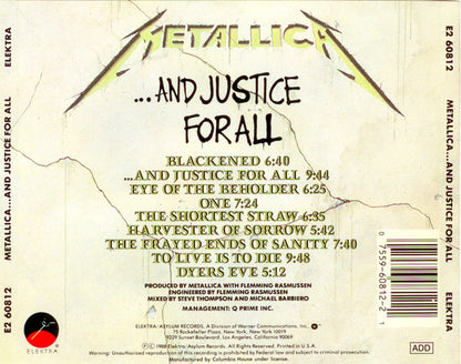 ...And Justice For All (CD) | Excellent (EX) Near Mint (NM or M-) - METAL / USED *EXCELLENT*