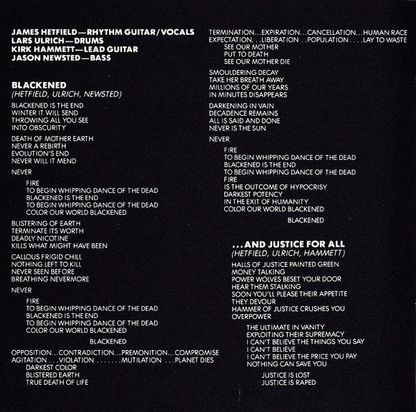 ...And Justice For All (CD) | Excellent (EX) Near Mint (NM or M-) - METAL / USED *EXCELLENT*
