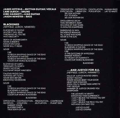 ...And Justice For All (CD) | Excellent (EX) Near Mint (NM or M-) - METAL / USED *EXCELLENT*