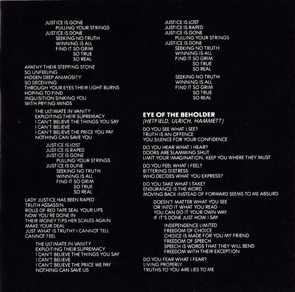 ...And Justice For All (CD) | Excellent (EX) Near Mint (NM or M-) - METAL / USED *EXCELLENT*