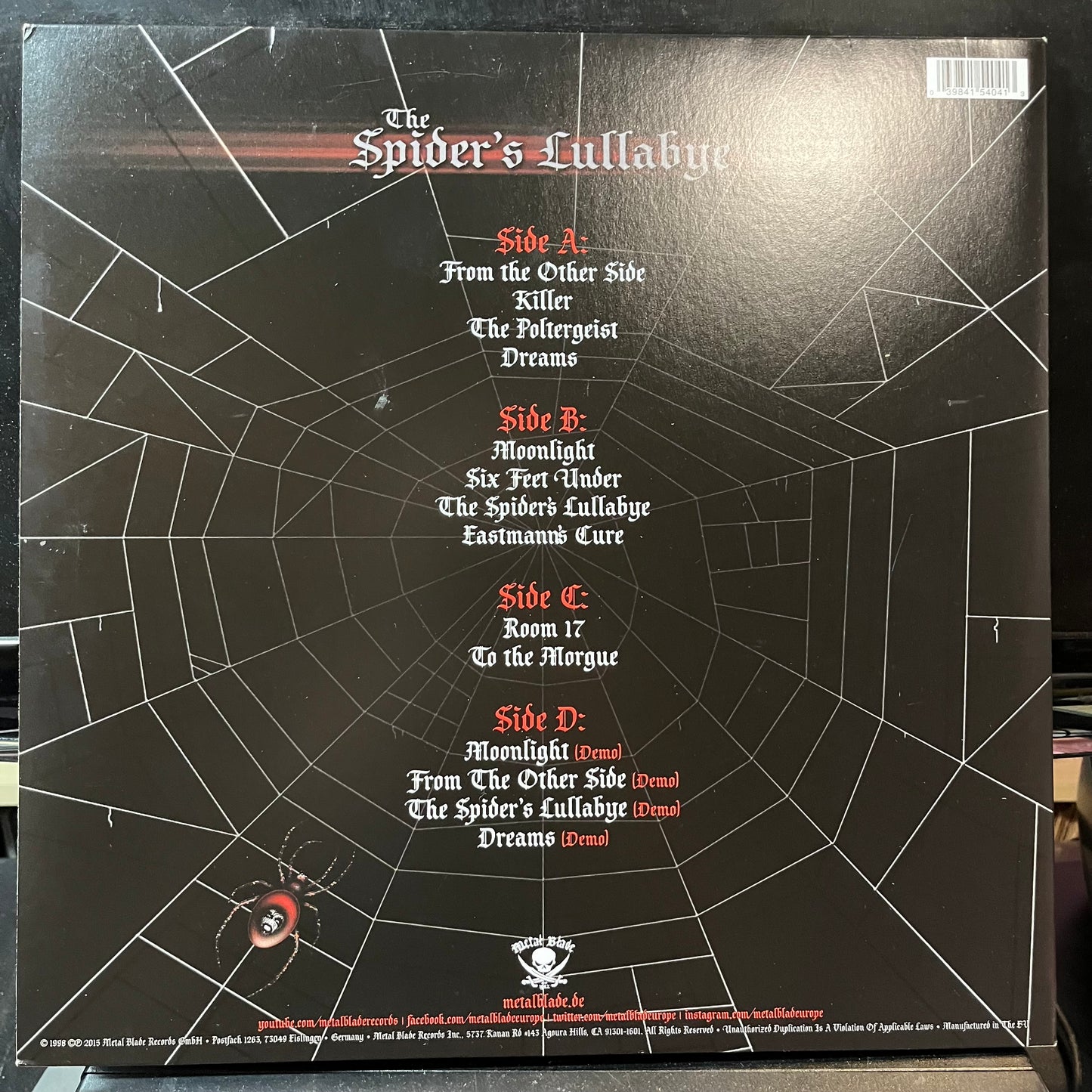 King Diamond - The Spider's Lullabye (POSTER / RED VINYL 2xLP METAL BLADE 3984-15404-1 2017) | USED Excellent (EX) Near Mint (NM) - METAL / USED *EXCELLENT*
