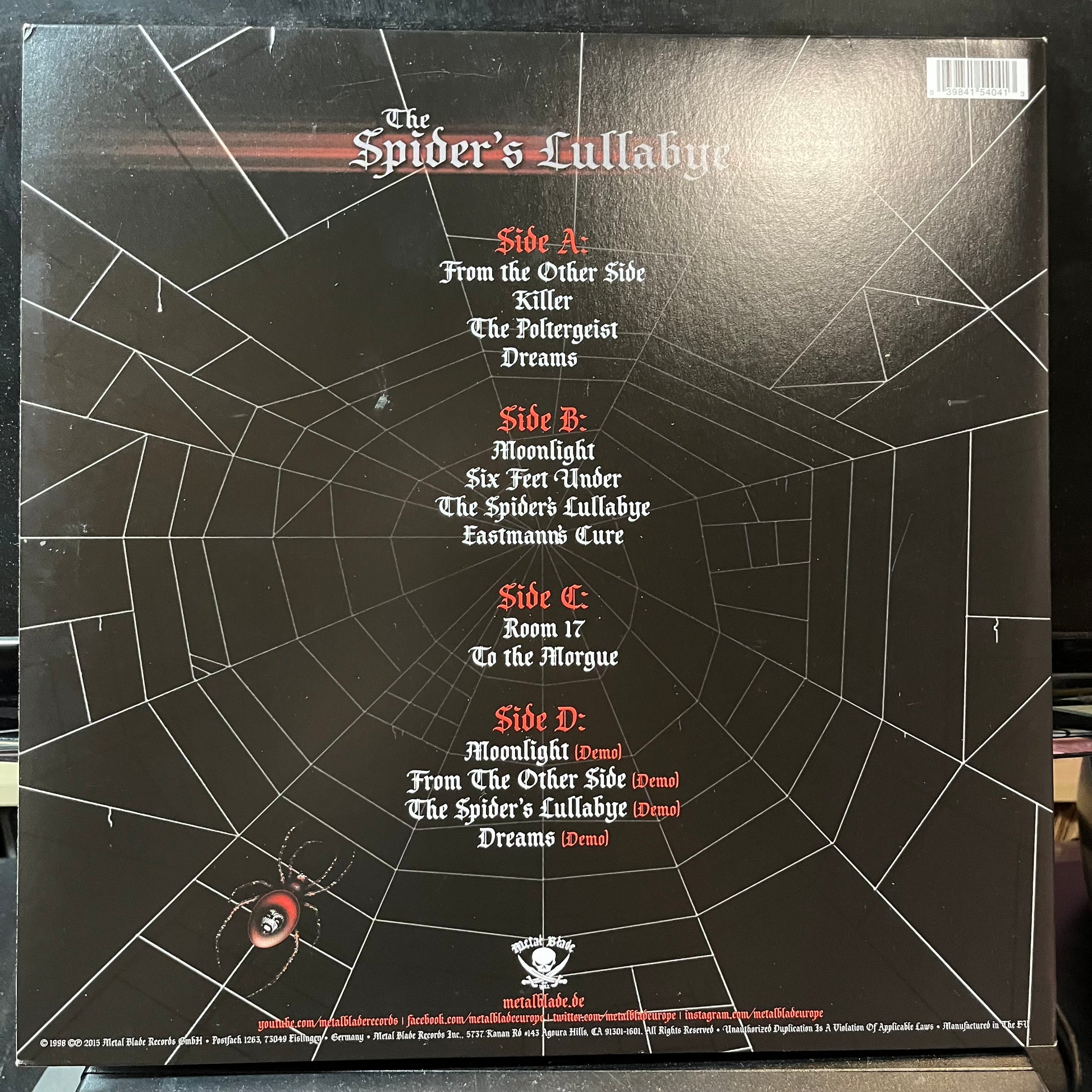 King Diamond - The Spider's Lullabye (POSTER / RED VINYL 2xLP METAL BLADE 3984-15404-1 2017) | USED Excellent (EX) Near Mint (NM) - METAL / USED *EXCELLENT*