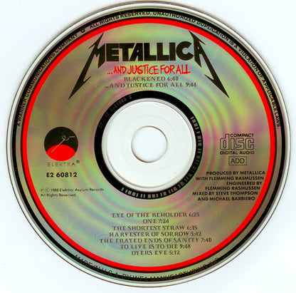 ...And Justice For All (CD) | Excellent (EX) Near Mint (NM or M-) - METAL / USED *EXCELLENT*