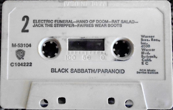 Black Sabbath - Paranoid (CASSETTE) | Excellent (EX) Excellent (EX) - METAL / USED *EXCELLENT*
