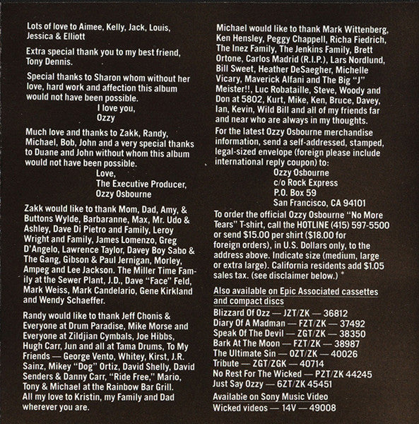 No More Tears (CD) | Near Mint- (NM-) Near Mint (NM or M-) - METAL / USED *NEAR MINT-*