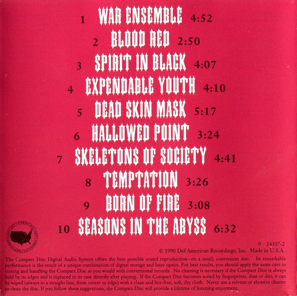 Seasons In The Abyss (CD) | Near Mint (NM or M-) Near Mint (NM or M-) - METAL / USED *NEAR MINT*