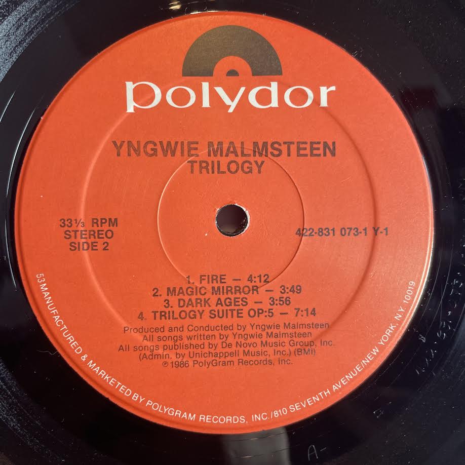 Yngwie Malmsteen - Trilogy (VINYL LP Polydor – 831 073-1 Y-1, Polydor – 422-831 073-1 Y-1) | NEW Near Mint (NM) Excellent+ (EX+) - METAL / USED *NEAR MINT*