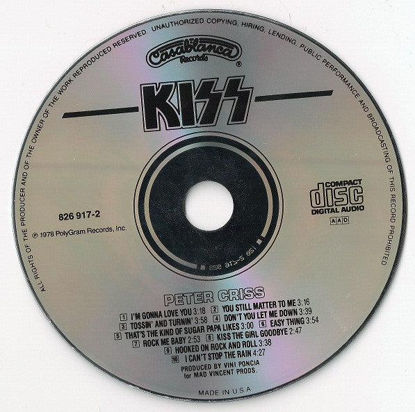Peter Criss (CD) | Near Mint (NM) Near Mint (NM) - METAL / USED *NEAR MINT*