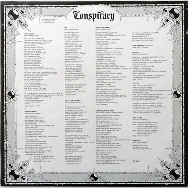 King Diamond - Conspiracy (PICTURE VINYL LP METAL BLADE 3984-25057-1 2018) | USED Near Mint (NM or M-) Near Mint (NM) - METAL / USED *NEAR MINT*