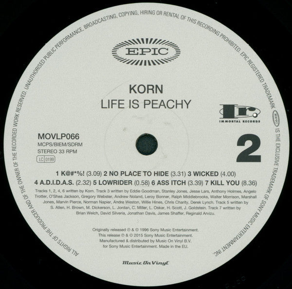 Korn - Life Is Peachy (180G VINYL LP) | Near Mint (NM or M-) Near Mint (NM) - METAL / USED *NEAR MINT*