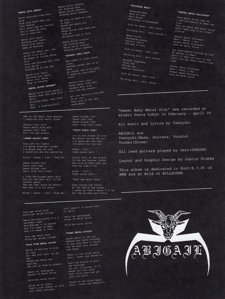 Abigail - Sweet Baby Metal Slut (VINYL LP NUCLEAR WAR NOW! PRODUCTIONS ANTI-GOTH 130 2009) | Near Mint (NM or M-) Near Mint (NM) - METAL / USED *NEAR MINT*