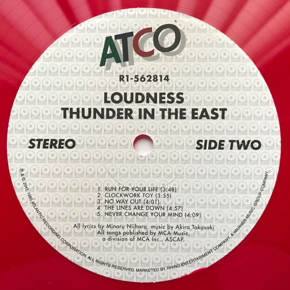 Loudness (5) - Thunder In The East (VINYL LP ATCO Records – R1-562814) | USED Near Mint (NM) Near Mint (NM) - METAL / USED *NEAR MINT*