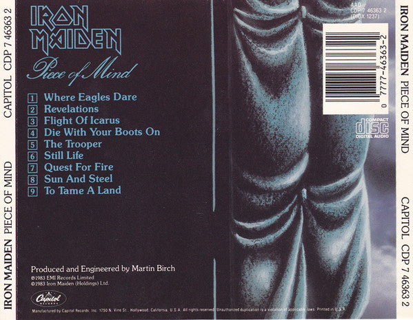 Piece Of Mind (CD) | Near Mint (NM or M-) Near Mint (NM or M-) - METAL / USED *NEAR MINT*