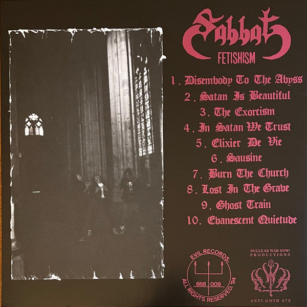 Sabbat - Fetishism (VINYL LP NUCLEAR WAR NOW! PRODUCTIONS ANTI-GOTH 479 2020) | Near Mint (NM or M-) Near Mint (NM) - METAL / USED *NEAR MINT*