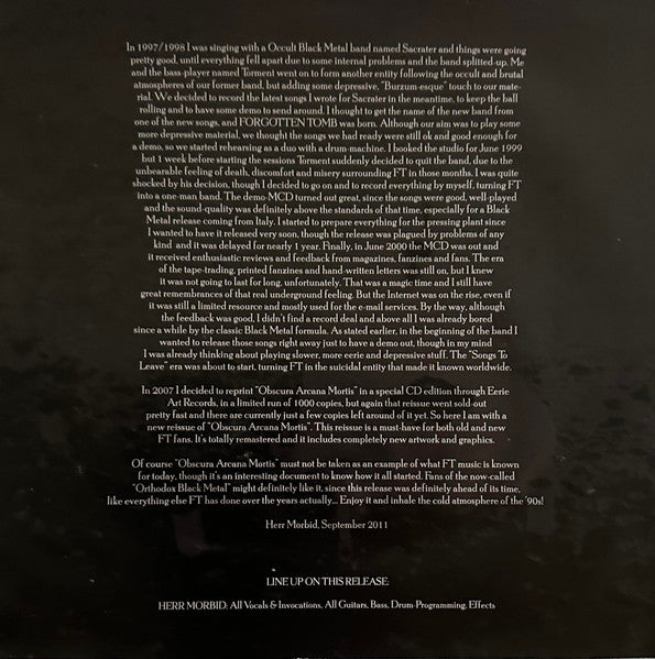 Obscura Arcana Mortis: The Demo Years (10" VINYL) | Near Mint (NM) Near Mint (NM) - METAL / USED *NEAR MINT*