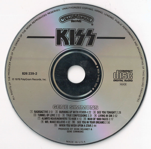 Gene Simmons ( CD) | Near Mint (NM) Near Mint (NM) - METAL / USED *NEAR MINT*