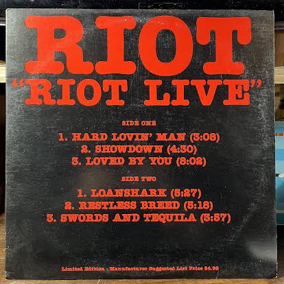 Riot Live (VINYL) | Near Mint (NM or M-) Excellent+ (EX+) - METAL / USED *NEAR MINT*